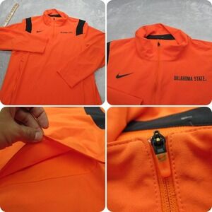 Nike Oklahoma State Jacket Mens Medium Orange 1/4 Zip Light Pack Vented Gym Run
